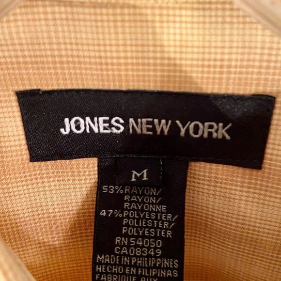Jones New York Men's Short Sleeve Button Up Shirt Plaid Yellow/Orange Size Med. - Picture 5 of 6